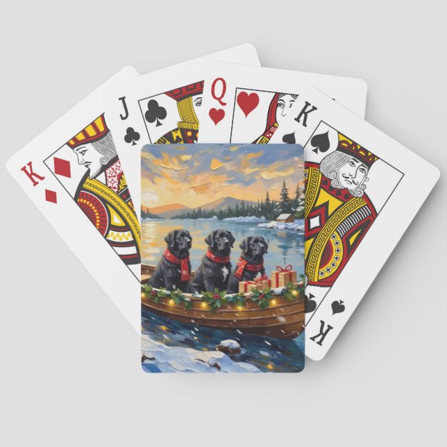 Baraja De Cartas Newfoundland Dog Christmas Boat Holiday (Reverso)