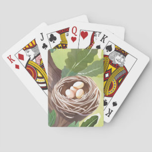 Baraja De Cartas Nido de Pájaro   Naturaleza de Huevos Acuarela