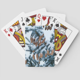 Baraja De Cartas Nieve cubierta de pinos y huesos