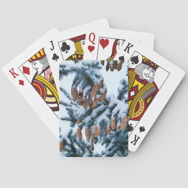Baraja De Cartas Nieve cubierta de pinos y huesos (Reverso)
