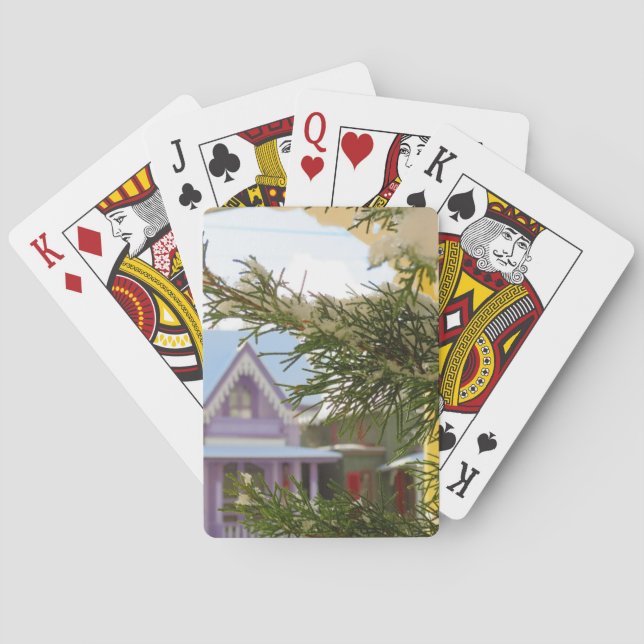 Baraja De Cartas Nieve, evergreen y cabañas - Viñetería de Martha (Reverso)