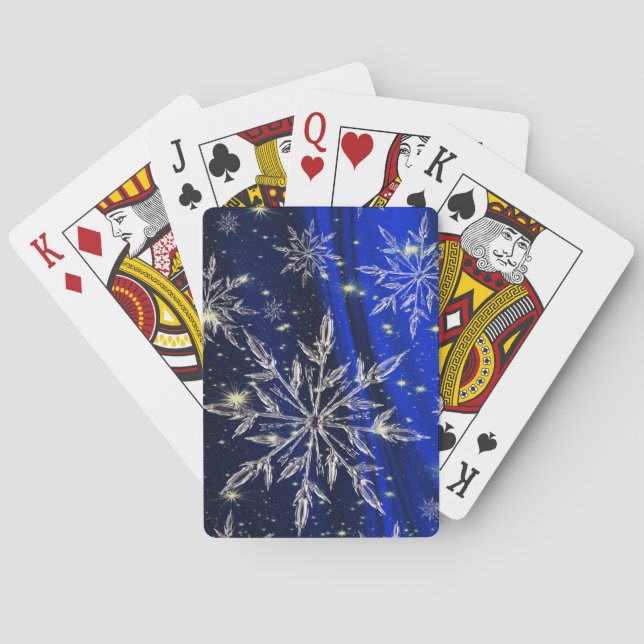Baraja De Cartas Nieve sobre fondo azul (Reverso)
