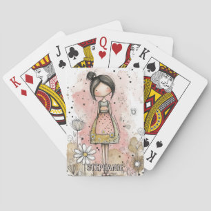 Baraja De Cartas Niña Caprichosa Acuarela con Acentos Florales (4)