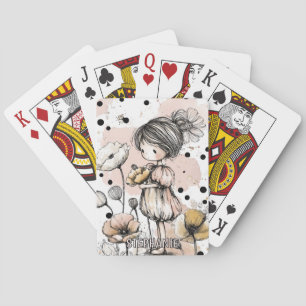 Baraja De Cartas Niña Caprichosa Acuarela con Acentos Florales (5)