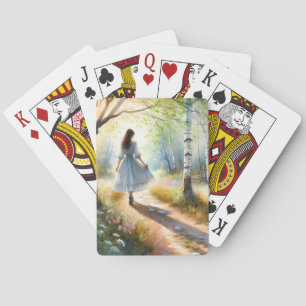 Baraja De Cartas Niña Caprichosa Bailando a Través del Bosque de Ab