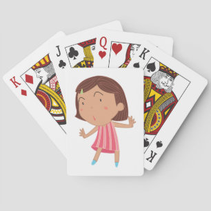 Baraja De Cartas Niña Caprichosa con Vestido de Rayas Rosas