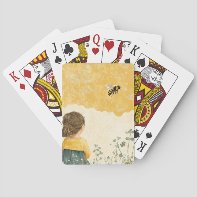 Baraja De Cartas Niña observando un abejorro (Reverso)