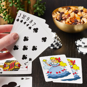 Baraja De Cartas Niña rubia en vestido de princesa azul con maripos