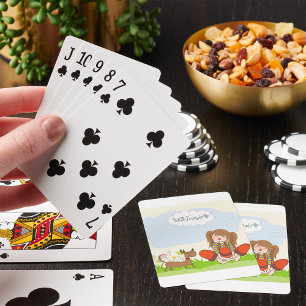 Baraja De Cartas Niña y Perro Marrón Mejores Amigos