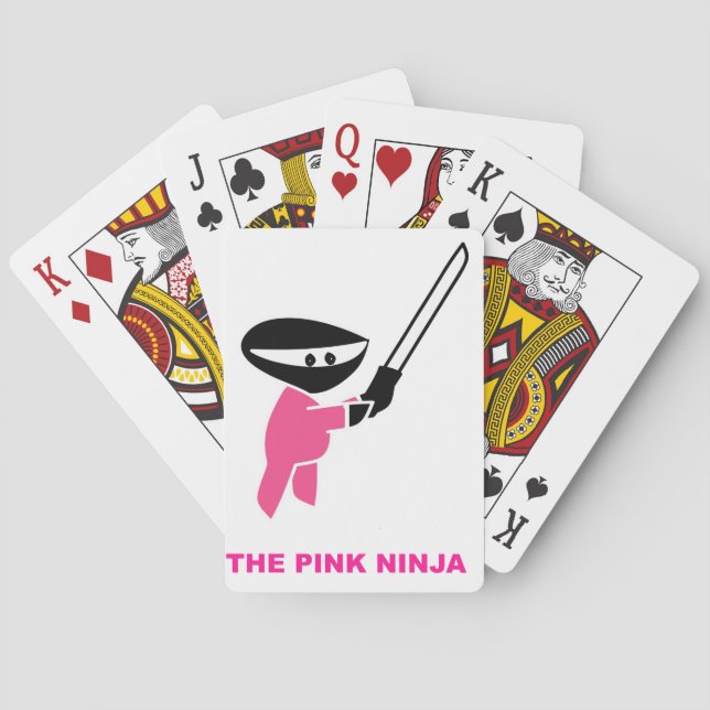 Baraja De Cartas Ninja rosa con espada (Reverso)