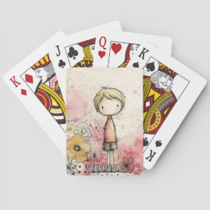 Baraja De Cartas Niño Caprichoso Acuarela con Acentos Florales (2)