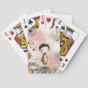 Baraja De Cartas Niño Caprichoso Acuarela con Acentos Florales (3)