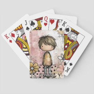 Baraja De Cartas Niño Caprichoso Acuarela con Acentos Florales (4)