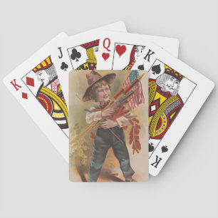 Baraja De Cartas Niño con Fuegos Artificiales, Bandera Americana, I