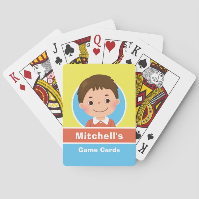 Baraja De Cartas Niño de dibujos animados pelo marrón (Reverso)