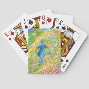 Baraja De Cartas Niño en campo de lavanda