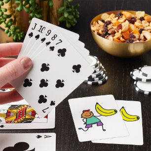 Baraja De Cartas Niño Juguetón Sosteniendo un Gran Plátano Amarillo