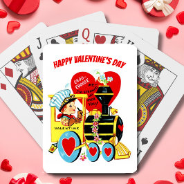 Baraja De Cartas Niño retro vintage en El día de San Valentín de tr