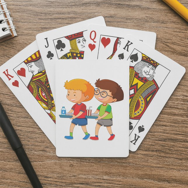 Baraja De Cartas Niños adorables que llevan bandejas de comida (Subido por el creador)