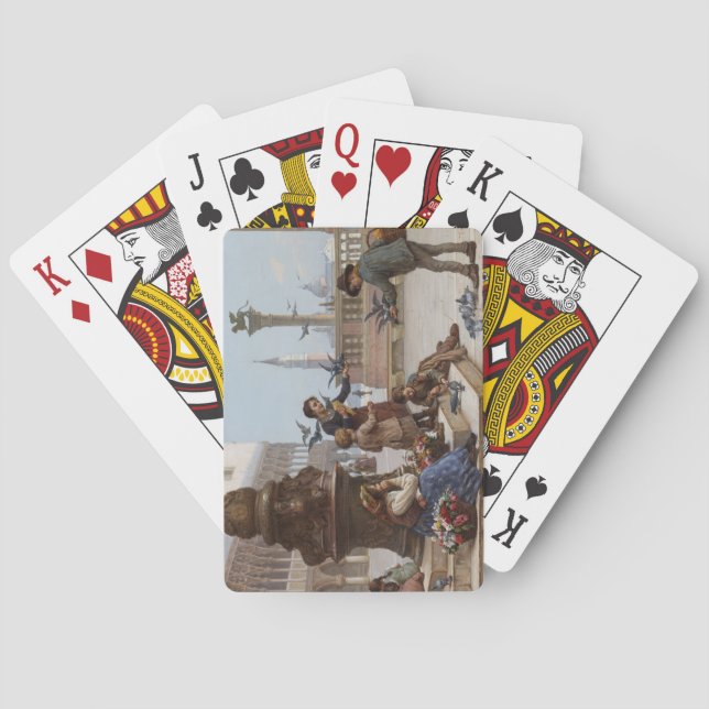 Baraja De Cartas Niños alimentando palomas en Venecia (por Paoletti (Reverso)