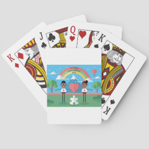 Baraja De Cartas niños con conciencia sobre el autismo negro