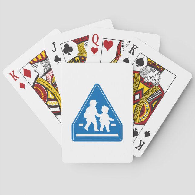 Baraja De Cartas Niños de escuela cruzando >> Rótulo de tráfico jap (Reverso)