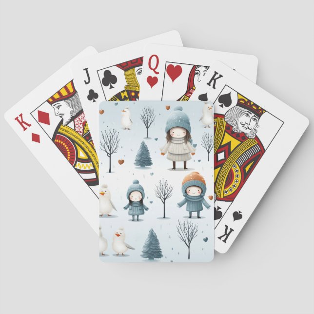 Baraja De Cartas Niños de invierno jugando (Reverso)