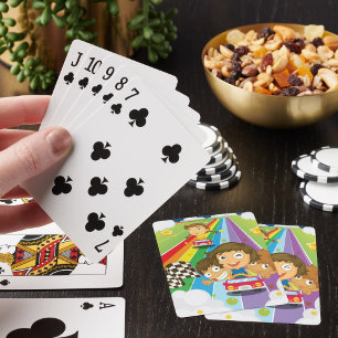 Baraja De Cartas Niños en la pista de carreras del arcoíris