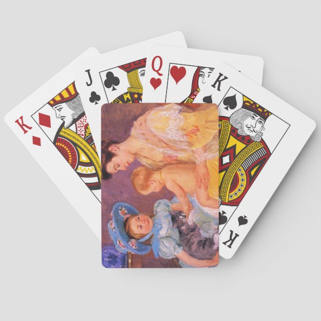 Baraja De Cartas Niños jugando con un gato (por Mary Cassatt) (Reverso)