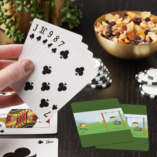 Baraja De Cartas Niños jugando en columpio de neumático (Subido por el creador)
