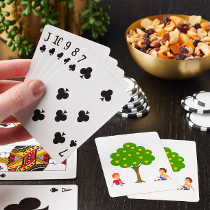 Baraja De Cartas Niños juguetones sentados bajo un manzano