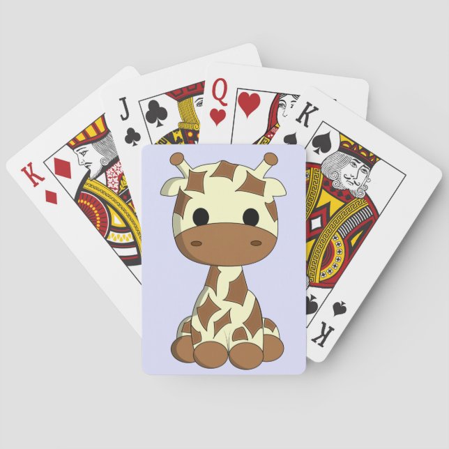 Baraja De Cartas Niños lindos del dibujo animado de la jirafa del (Reverso)