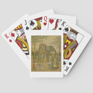 Baraja De Cartas Niños que montan en el elefante (litho)