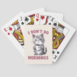 Baraja De Cartas No hago mañanas - Gato gris con café