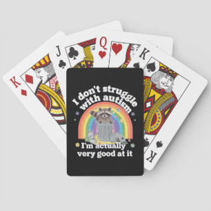 Baraja De Cartas No Lucho Con El Autismo Autista Raccoon Gracioso