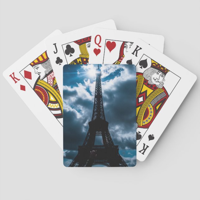 Baraja De Cartas Noche azul de la Torre Eiffel (Reverso)