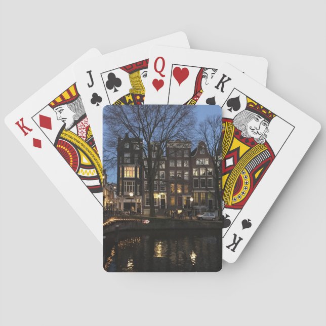Baraja De Cartas Noche de Ámsterdam en el canal de Holanda (Reverso)