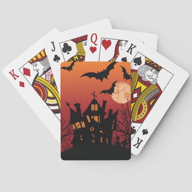 Baraja De Cartas Noche de Halloween de la casa embrujada (Reverso)