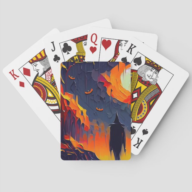 Baraja De Cartas Noche de Halloween Resumen Moderno (Reverso)