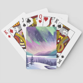 Baraja De Cartas Noche de invierno colorida sobre las luces del nor