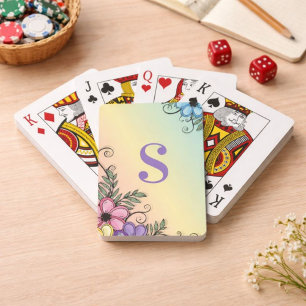 Baraja De Cartas Noche de Juegos de Monograma Floral