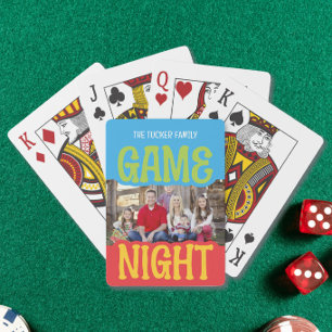 Baraja De Cartas Noche de Juegos Familiares Foto Divertida y Colori