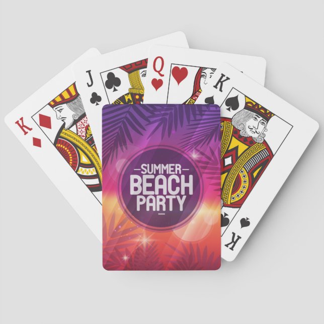 Baraja De Cartas Noche del Fiesta de la playa de verano (Reverso)