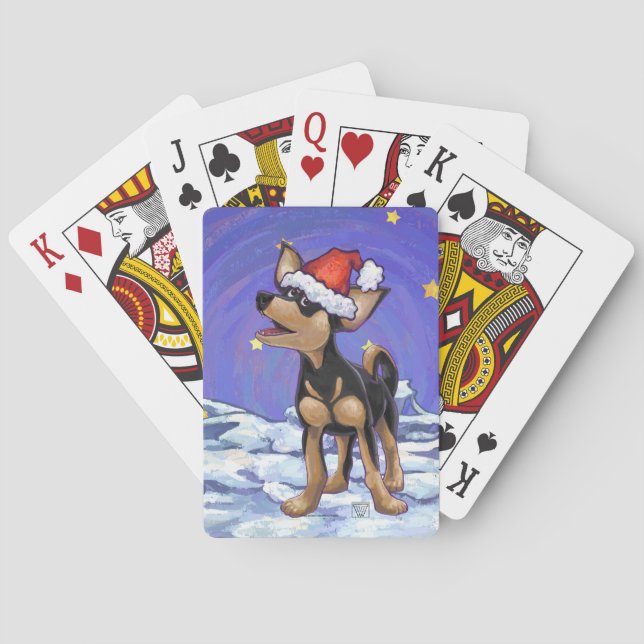 Baraja De Cartas Noche estrellada de Chihuhua en Santa Hat (Reverso)