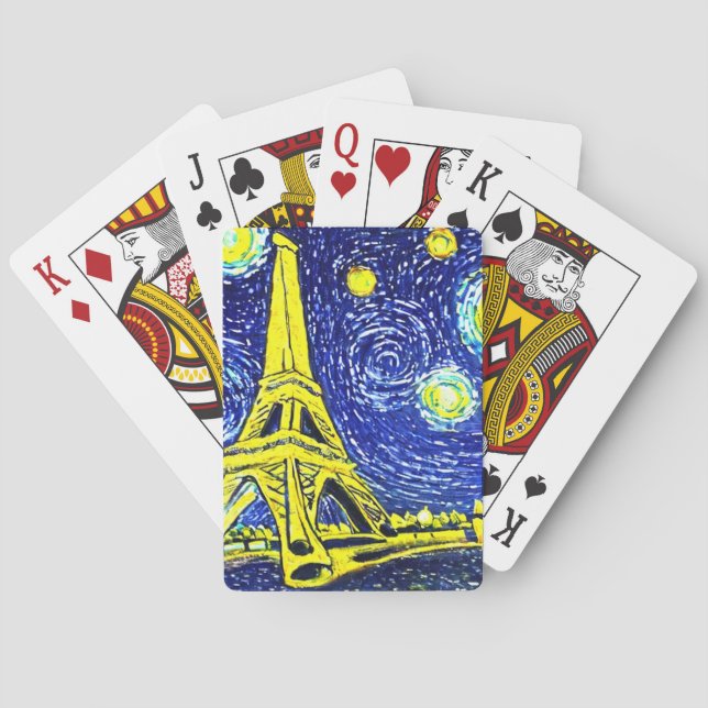 Baraja De Cartas Noche estrellada París Francia (Reverso)