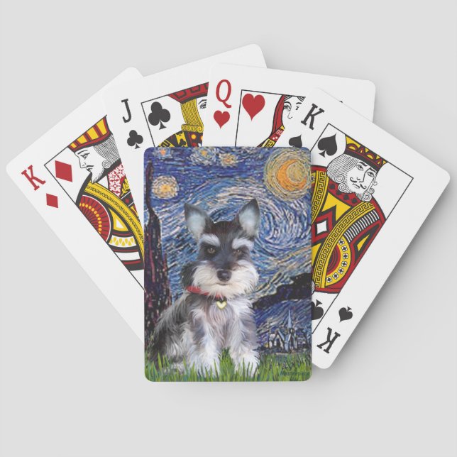 Baraja De Cartas Noche estrellada - Schnauzer Puppy (Reverso)