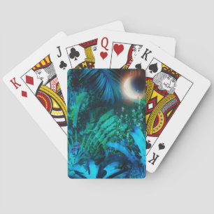 Baraja De Cartas Noche lunar La jungla tropical deja el azul platea
