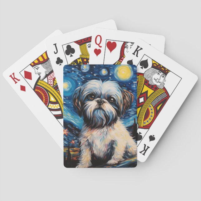 Baraja De Cartas Noche Shih Tzu Starry (Reverso)