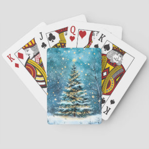 Baraja De Cartas Noche Silenciosa Árbol de Navidad Brillante Bosque