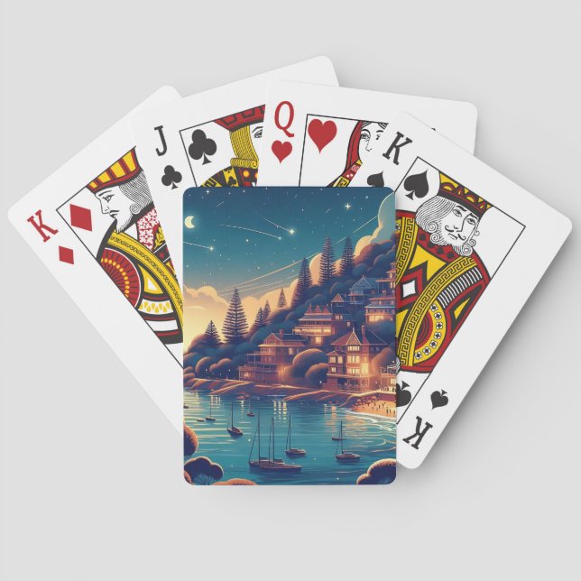 Baraja De Cartas Noche soñadora en la costa (Reverso)